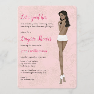 Convite Noiva rosa na chá de lingerie de calcinhas