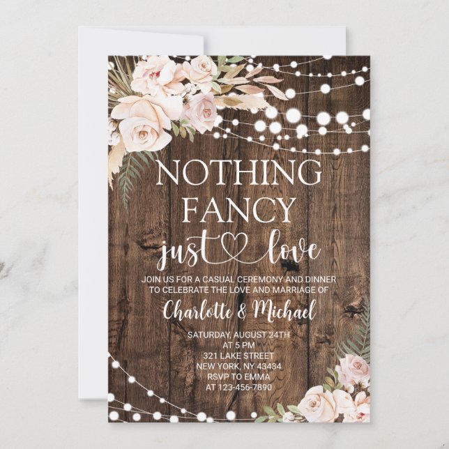 Convite Noiva Rosa Nada Chique Só Amor Casamento (Frente)
