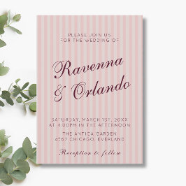 Convite Noiva Rosa Retro Listras Vinho Burgundy Casamento