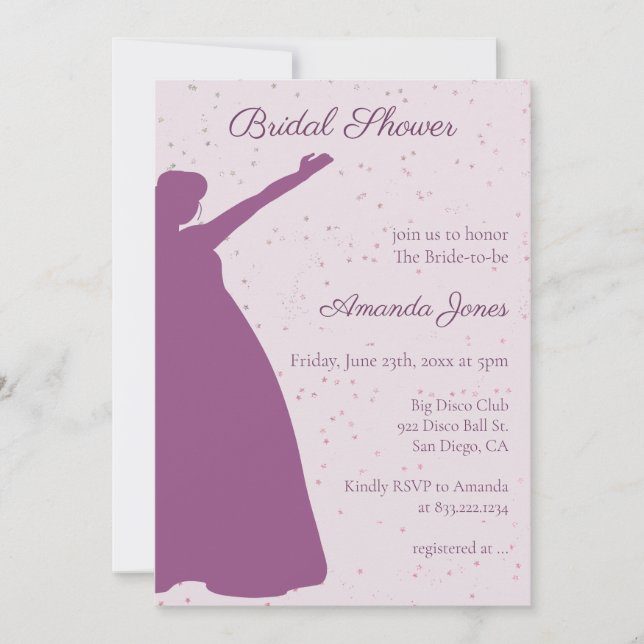 Convite Noiva Roxa Louca para ser Chá de panela Divertido (Frente)