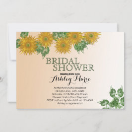 Convite Noiva Rústica Chá de Noiva Folhas Florais Douradas