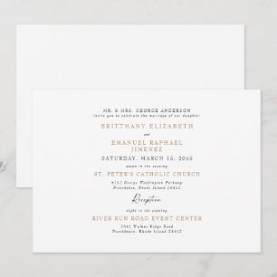 Convite Noiva Simples Branco & Ouro Pais Casamento