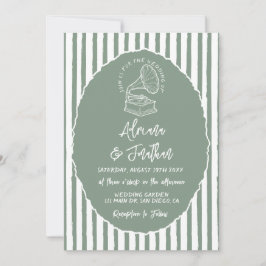 Convite Noiva Simples Pintada à Mão Verde Sage Casamento