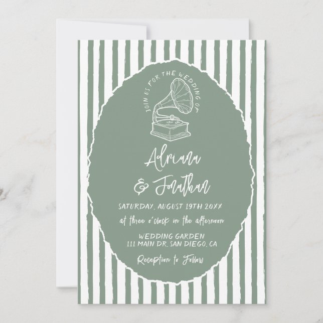 Convite Noiva Simples Pintada à Mão Verde Sage Casamento (Frente)