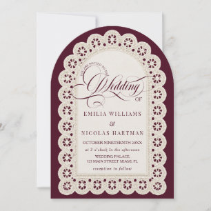 Convite Noiva Tudo Em Um Burgundy Lace Old Money