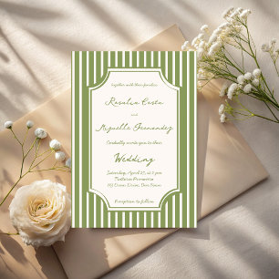 Convite Noiva verde vintage listras casamento
