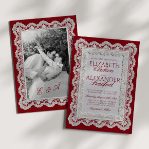Convite Noiva Vermelha Renda Antiga Noiva Casamento