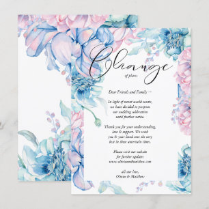 Convite Noivado Adiado Aquarela Floral Rosa e Azul