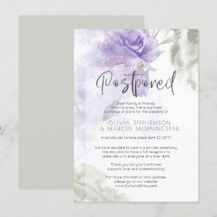 Convite Noivado Adiado Aquarela Floral Roxo