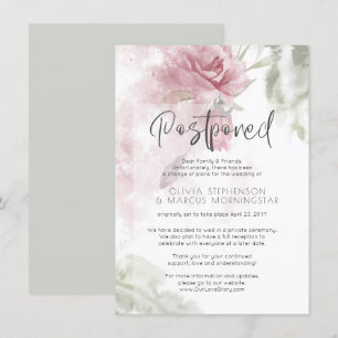 Convite Noivado Adiado Aquarela Rosa Pó Rosa Flora
