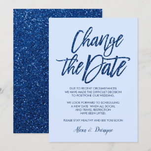 Convite Noivado adiado Cancelado Glam Blue Glitter