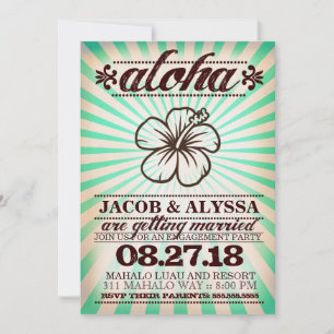 Convite Noivado Aloha Sunset Aqua Seaweed