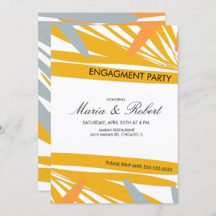 Convite Noivado Amarelo Abstrato Tropical de Verão