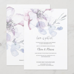 Convite Noivado Amor Flor de Maçã é Paciente Adiamento do 