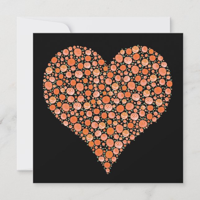 Convite Noivado Black Tangerine Rosa Heart Invite (Frente)