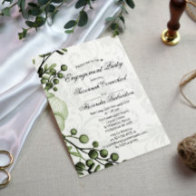 Noivado Boho Green Berry Wreath Damask