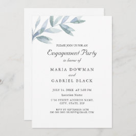 Convite Noivado botânico de folha de cor aquosa elegante