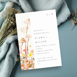 Convite Noivado Botânico de outono de Cogumelo