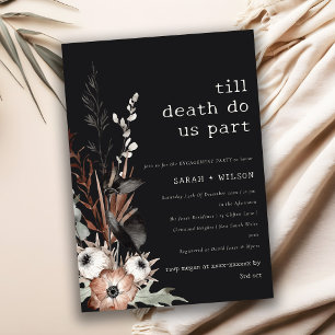 Convite Noivado Botânico Preto-Ferrugem Boho