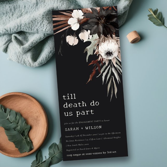 Convite Noivado Botânico Preto-Ferrugem Boho (Criador carregado)