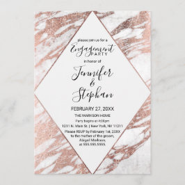 Convite Noivado branco-Dourado de mármore