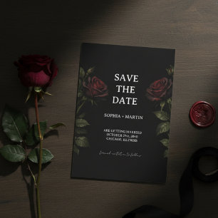 Convite Noivado Casamento Gótico Rosa Vermelha Dark Romanc