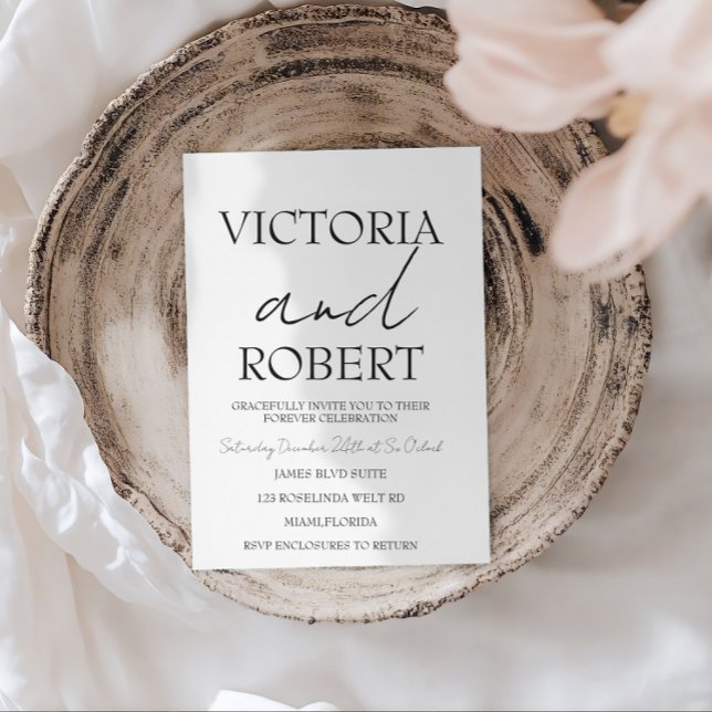 Convite Noivado Casamento Simples Moderno Preto Branco (Criador carregado)