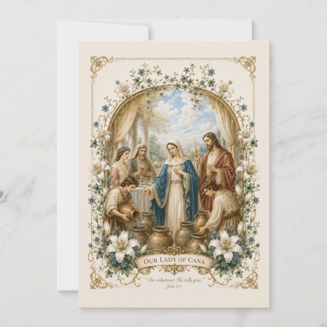 Convite Noivado Católico de Maria e José Casamento (Frente)