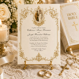 Convite Noivado Católico de Maria e José Casamento