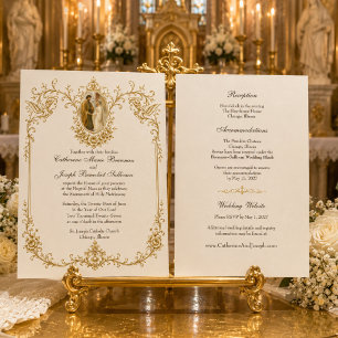Convite Noivado Católico de Maria e José Casamento