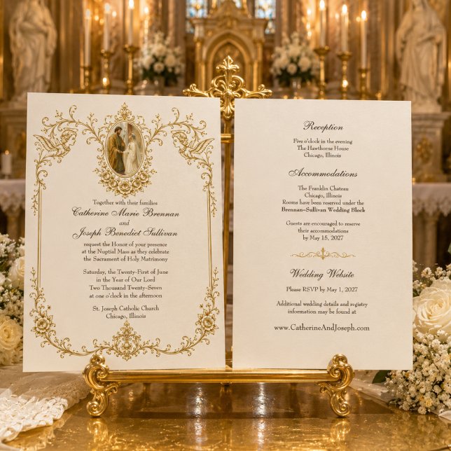 Convite Noivado Católico de Maria e José Casamento (Criador carregado)
