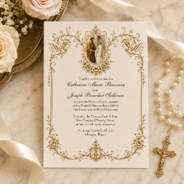 Convite Noivado Católico de Maria e José Casamento
