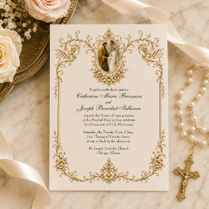 Convite Noivado Católico de Maria e José Casamento