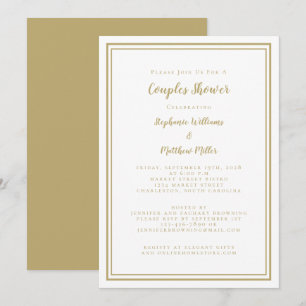 Convite Noivado Chá de casamento casal Branco Dourado
