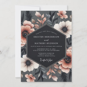 Convite Noivado Charcoal Blush Somber Flora