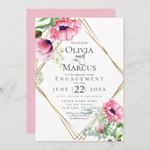 Convite Noivado Cópulas Cor-de-Água Rosa