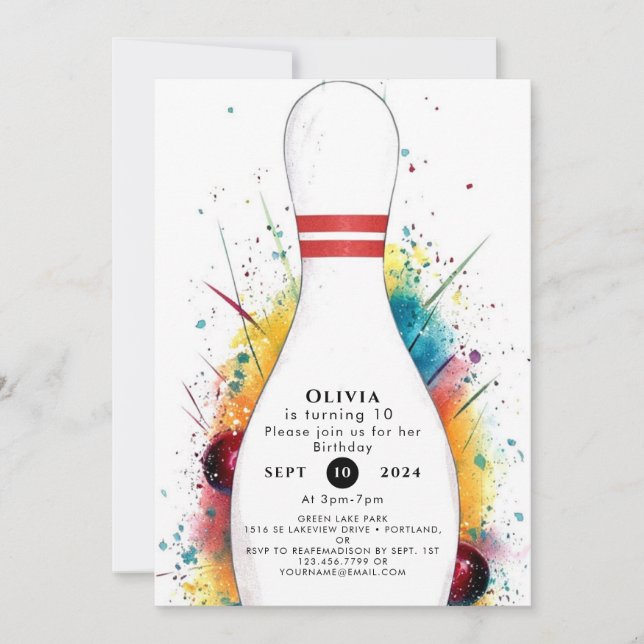 Convite Noivado da Boliche Retro Whimsical (Frente)