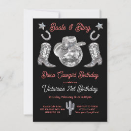 Convite Noivado da Disco Cowgirl Boots & Bling Rhinestone