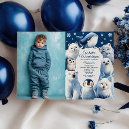 Convite Noivado das Crianças do Ártico de Aquarela