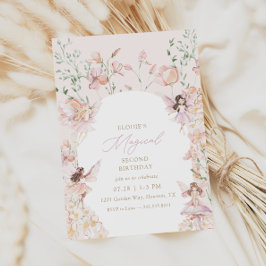 Convite Noivado das Fadas, Mágicas, Rosa,