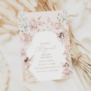 Convite Noivado das Fadas, Mágicas, Rosa,