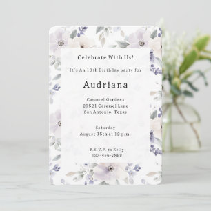 Convite Noivado das Flores de Lavanda de Marfim Roxo bonit