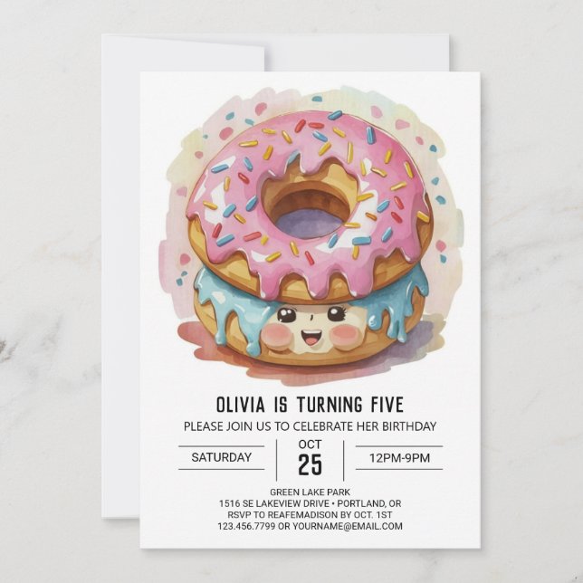 Convite Noivado das Rosquinhas Rosa (Frente)