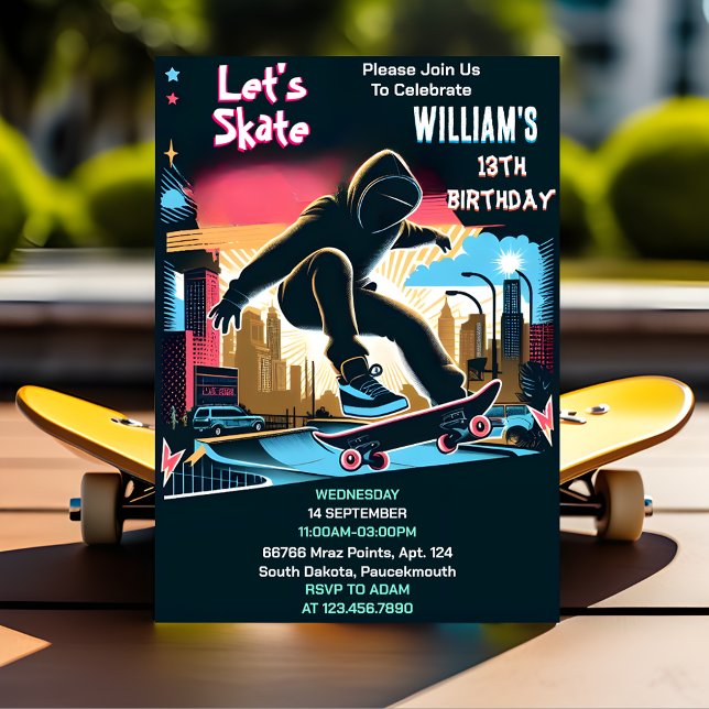 Convite Noivado de 13 de Skateboard da Zona de Salto do Pa (Criador carregado)