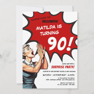 Convite Noivado de 90 de Surpresa do Halloween Encantado