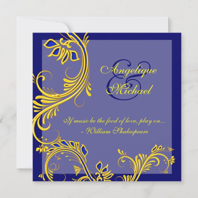 Convite noivado de aniversário de casamento amarelo azul (Frente)