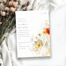 Convite Noivado de Aquarelas de Flor Selvagem