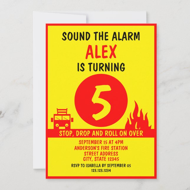 Convite Noivado de Bombeiros de Crianças Vermelhas e Amare (Frente)