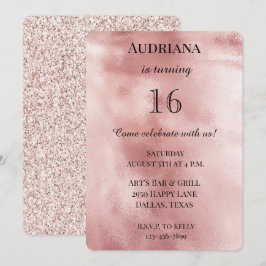 Convite Noivado de Brilhante Cintilante Glama Rosa Chic