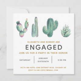 Convite Noivado de Cactus Excessivo com Aquarela